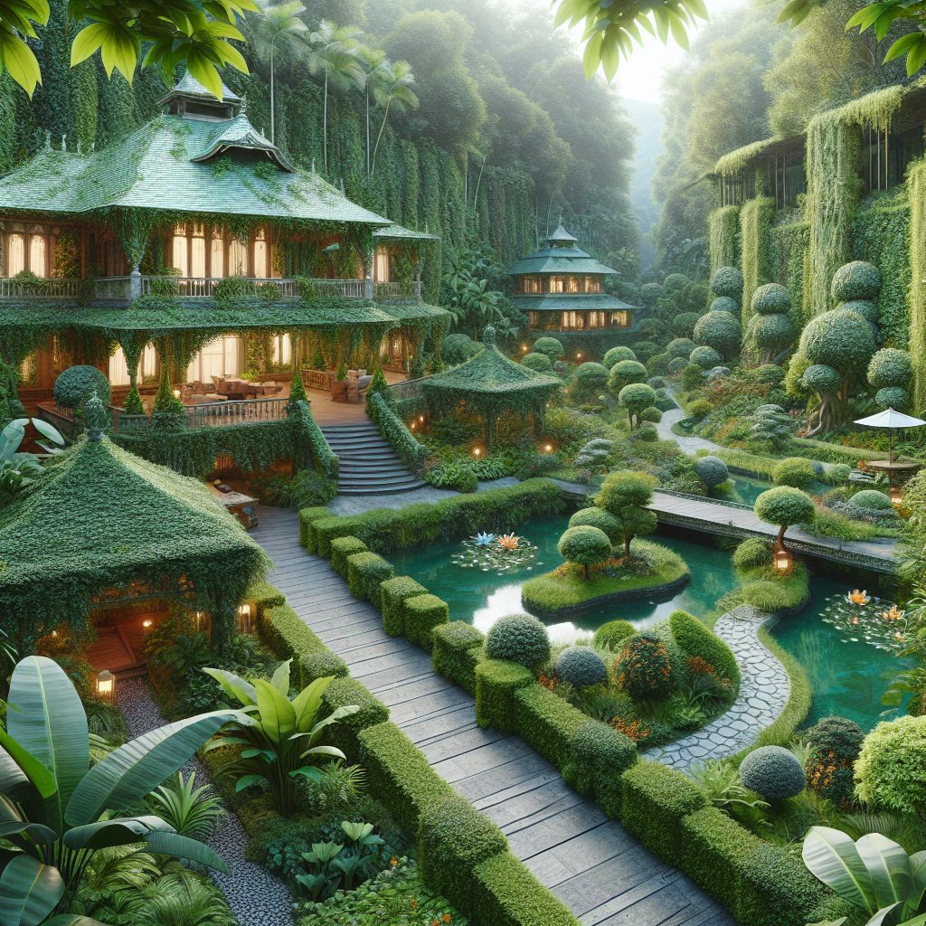 Botanical Estate Retreat Spaces Surrounded by Lush Greenery