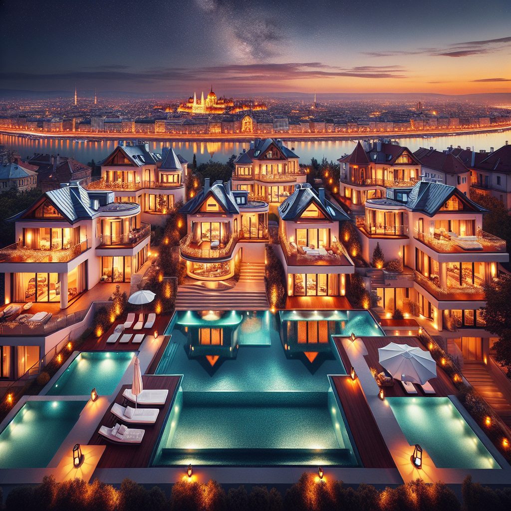 Budapest Supreme Elite Villas With Infinity Pool Danube Night Skyline