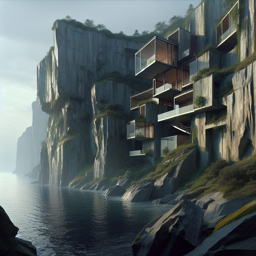 Cliff Embedded Residences Blending into Natural Terrain