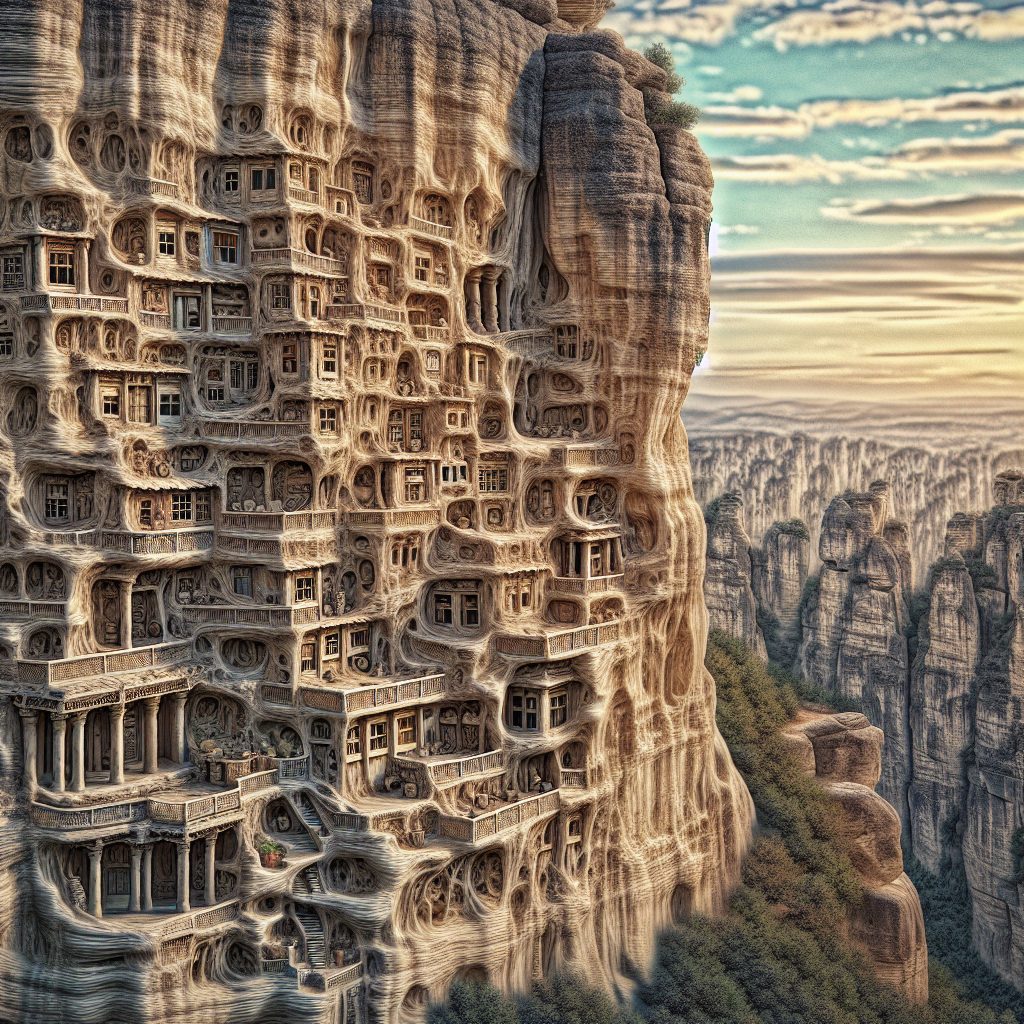 Cliffside Carved Residences Blending into Natural Formations