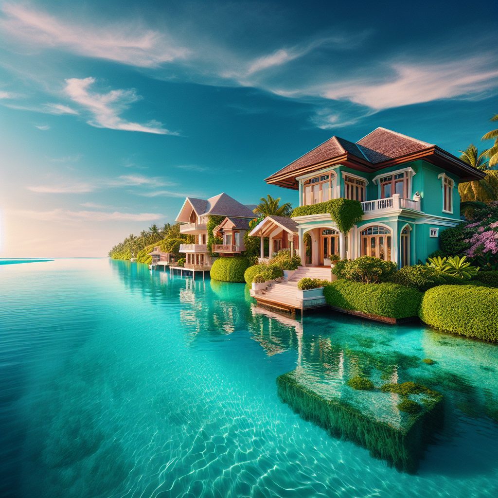 Crystal Lagoon Border Homes Surrounded by Clear Waters