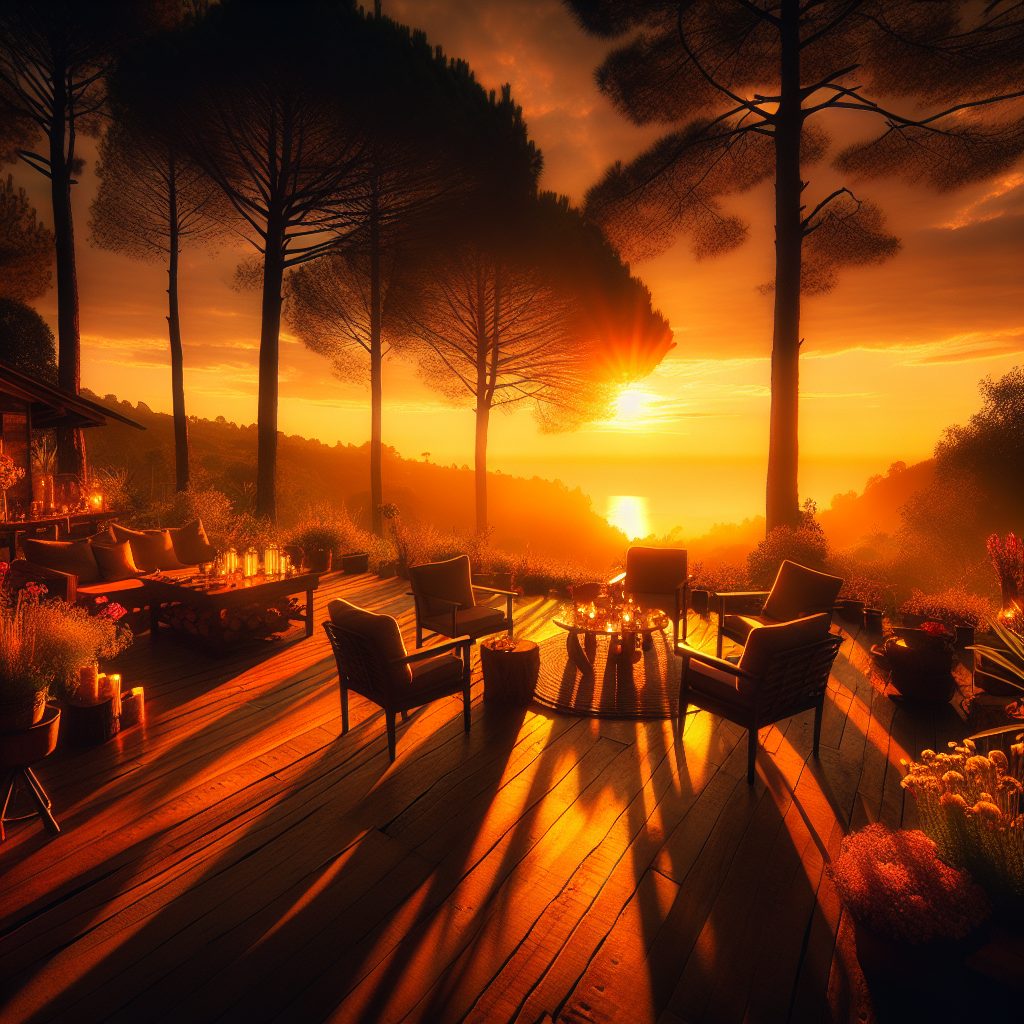 Golden Sunset Retreat Spaces Offering Warm Evening Glow