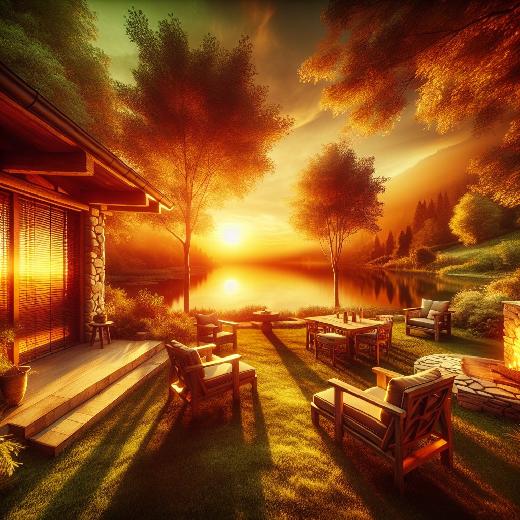 Golden Sunset Retreat Spaces Offering Warm Evening Glow
