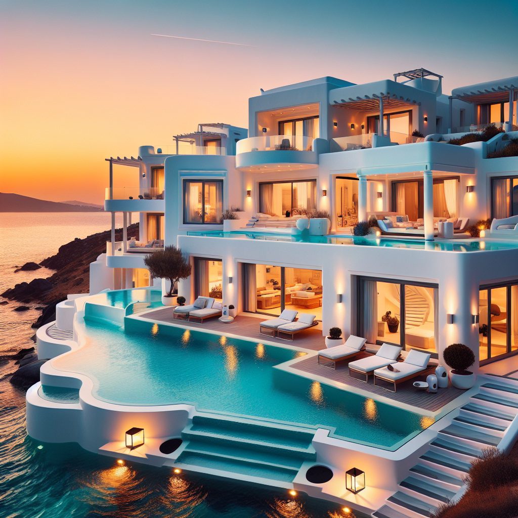 Mykonos Supreme Elite Villas With Infinity Pool Sunset White Style