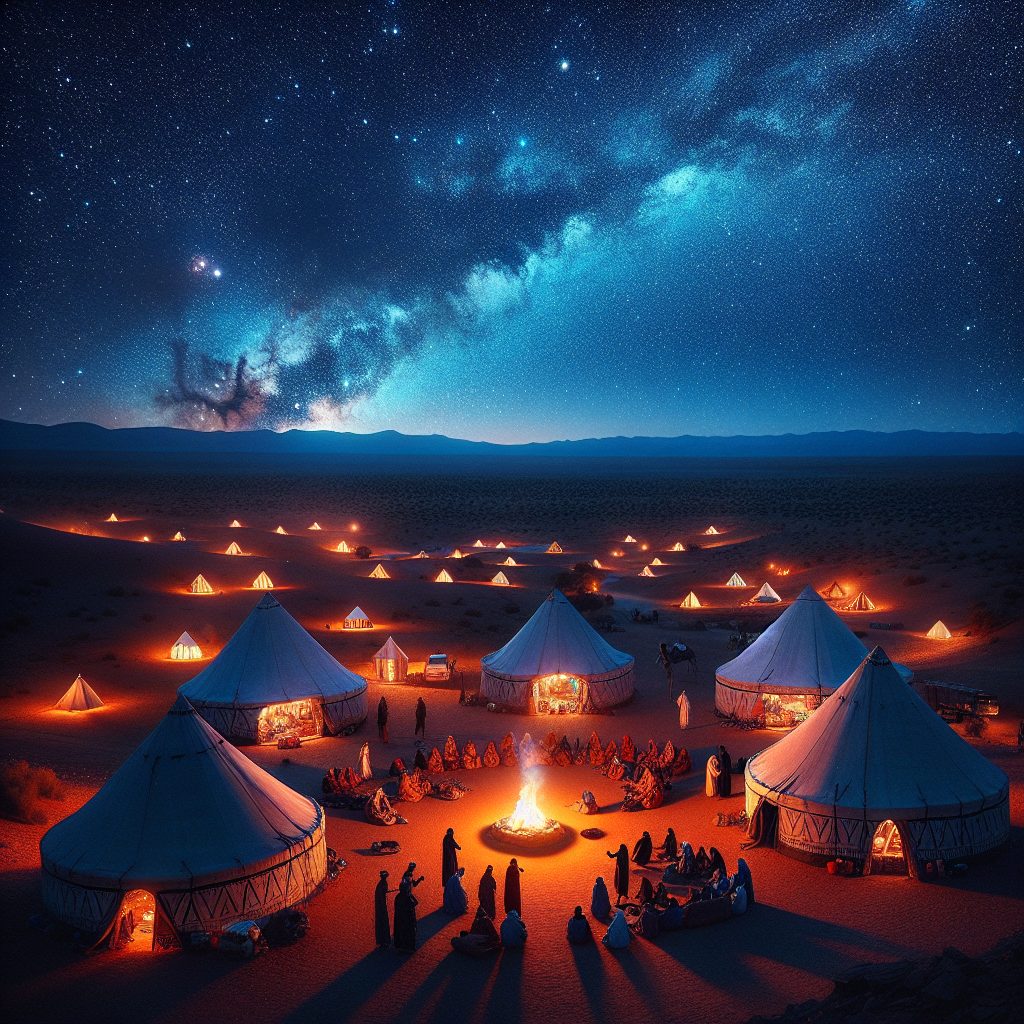 Night Desert Lodgings Beneath Clear Celestial Skies