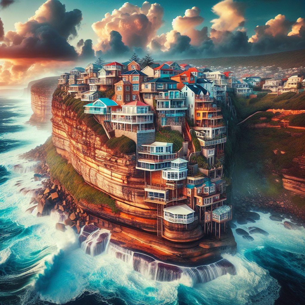 Ocean Cliff Facing Residences with Dramatic Coastal Scenery