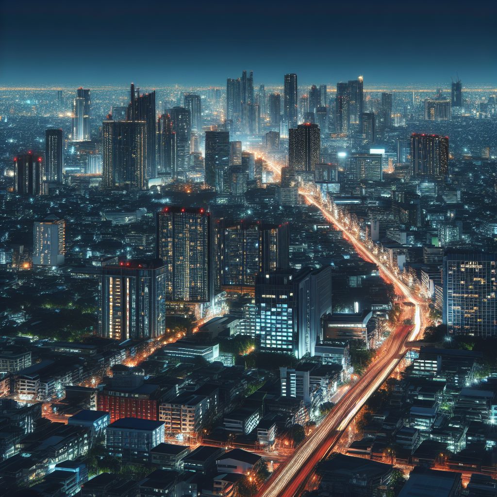 Skyline Facing Urban Living Spaces with Night City Views