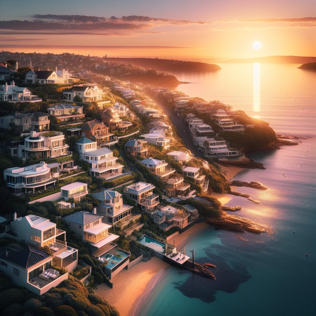 Sunrise Facing Coastal Residences with Wide Horizon