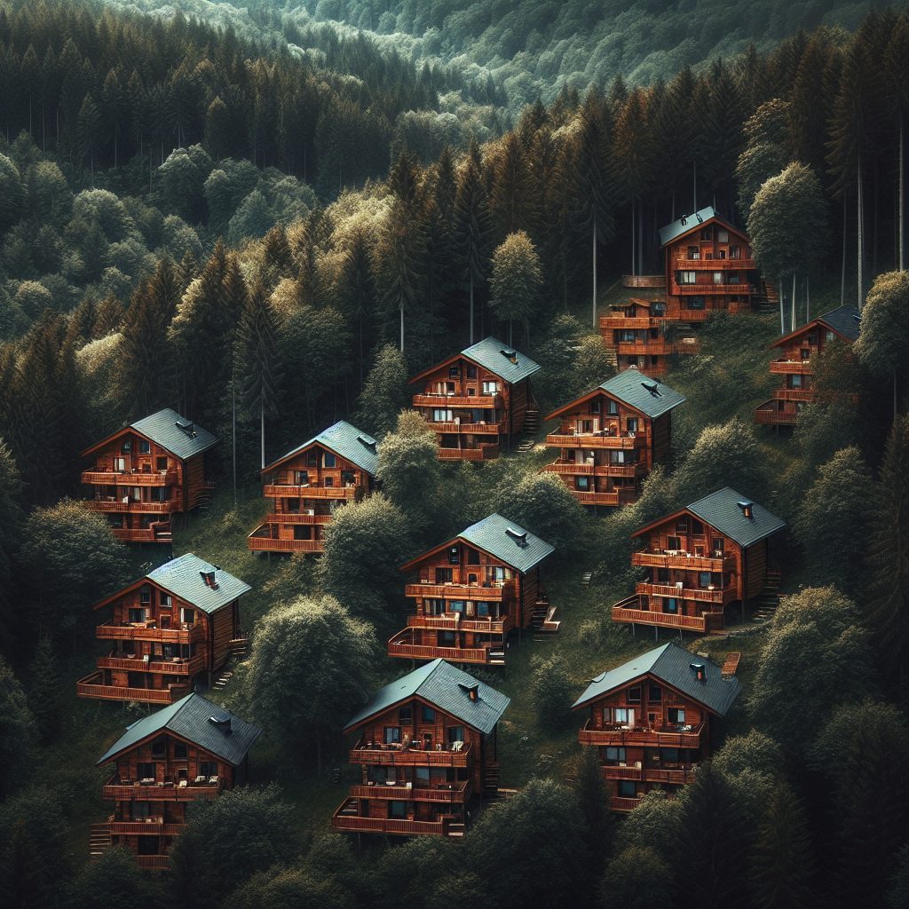 Tall Forest Shelter Cabins Surrounded by Natural Silence