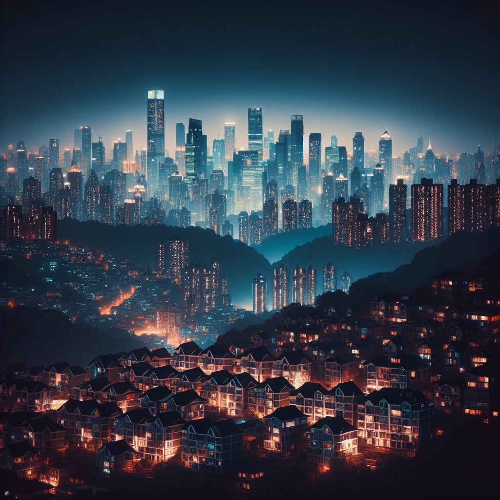 Urban Glow Skyline Homes with Expansive Night Views
