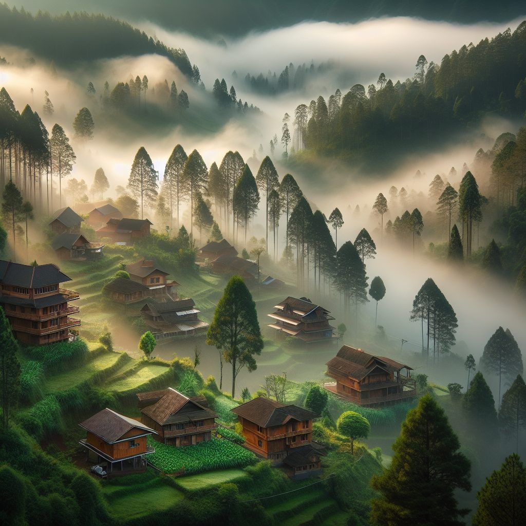 Valley Floor Retreat Homes with Morning Mist Views