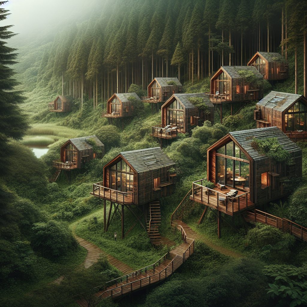 Wildlife Observation Cabins Positioned at Forest Edge